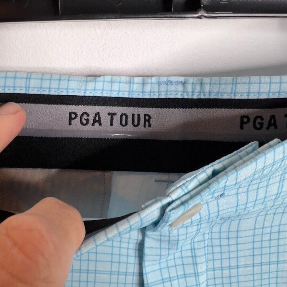 Pga Tour Men's $68 Check Print Performance 8" Golf Shorts - Cyan Blue Size 42 - Picture 6 of 9